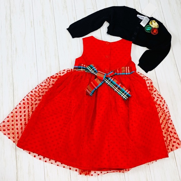 Red Holiday Dress & Sweater Set - 2 piece NWT - Picture 2 of 8